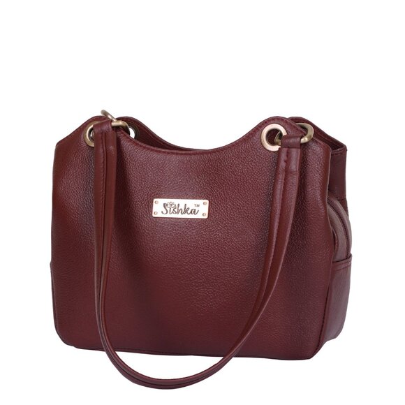 Cherry Red Leather Women Top Handle Shoulder Hobo Bag Ladies Satchel Handbag - Picture 10 of 10